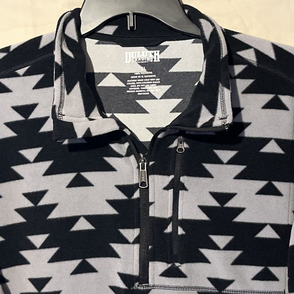 Duluth Trading Co 1/4 Zip Pullover‎ Mens XL Southwestern Fleece Aztec Gray/Black